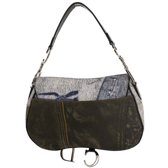 Christian Dior Light Blue Canvas Double Saddle Handbag - Picture 2 of 10